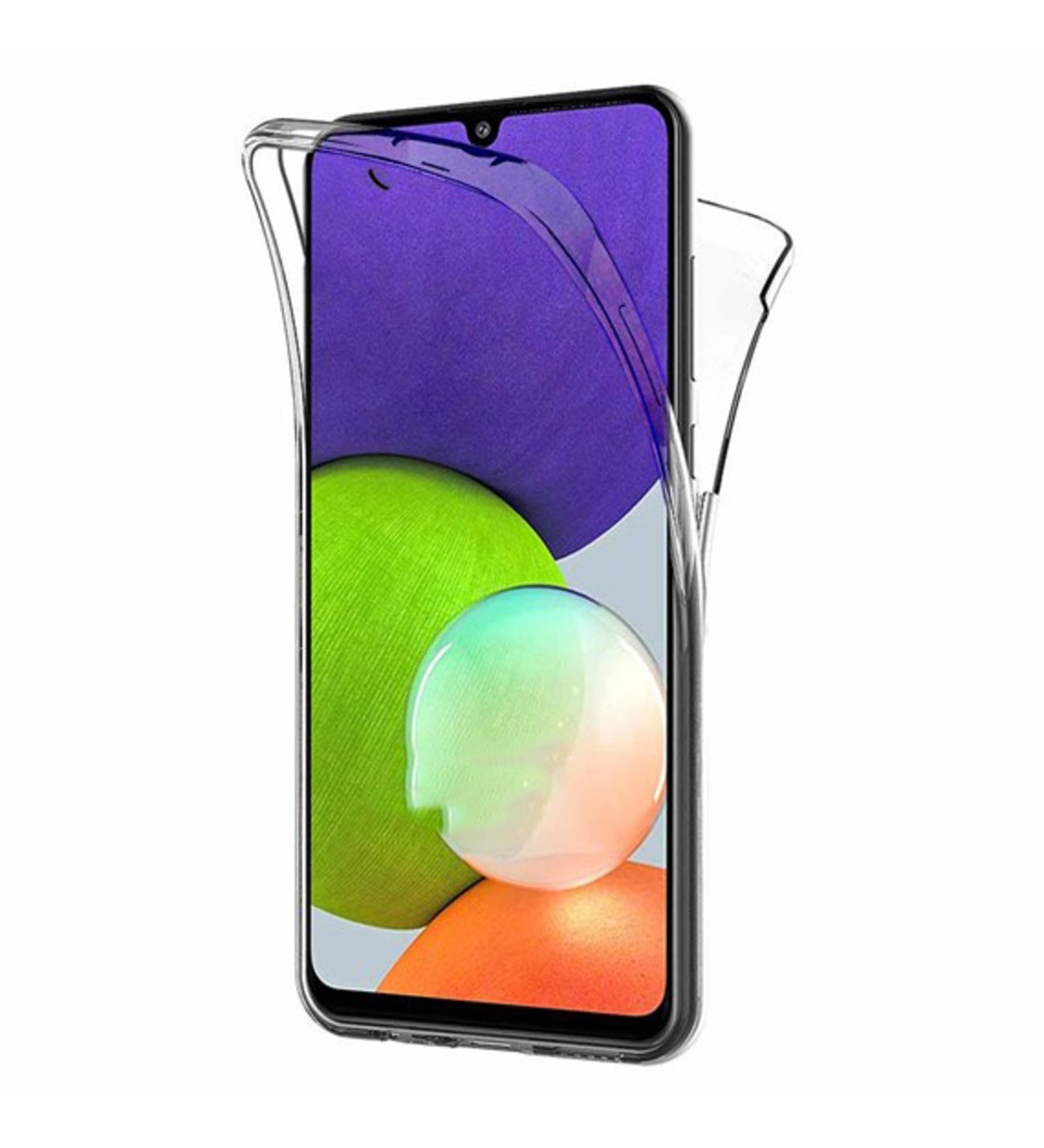Samsung Galaxy A22 4G Uyumlu Ön Arka 360 Tam Koruma Şeffaf Soft Silikon Kılıf