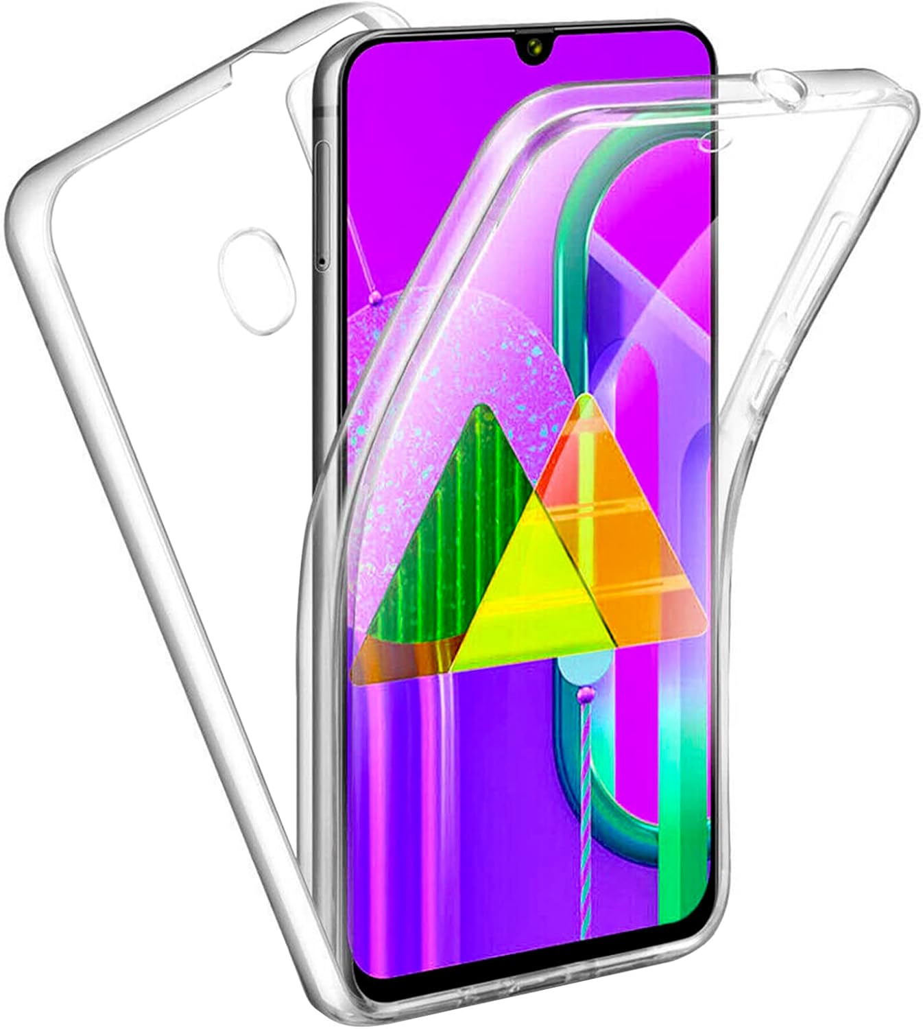 Samsung Galaxy M30s Uyumlu Ön Arka 360 Tam Koruma Şeffaf Soft Silikon Kılıf