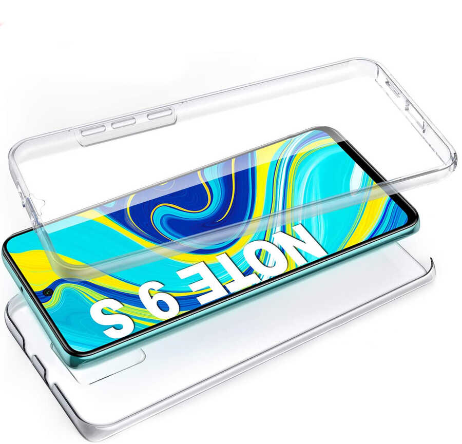 Xiaomi Redmi Note 9 Pro Uyumlu Ön Arka 360 Tam Koruma Şeffaf Soft Silikon Kılıf