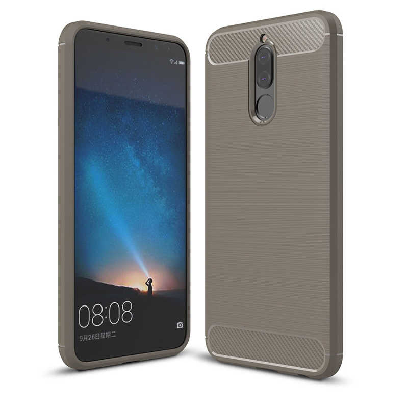 Huawei Mate 10 Lite ile Uyumlu Kamera Korumalı Darbe Önleyici Carbon Brushed Silikon Kılıf