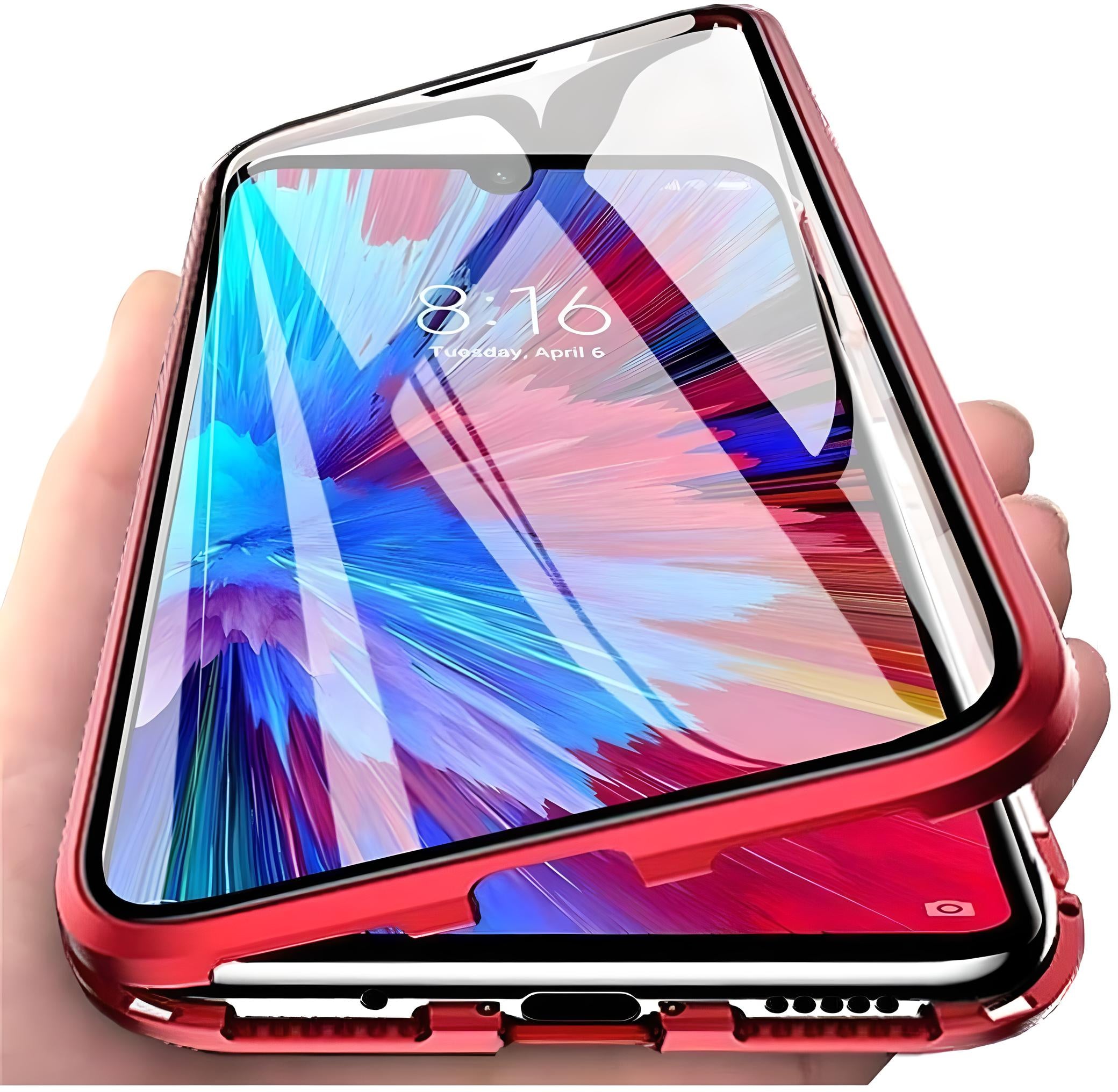 Huawei Mate 20 Pro Uyumlu Kılıf Önü Açık Arkası Temperli Camlı Manyetik Adsorpsiyon Darbeye Dayanıklı Kapak