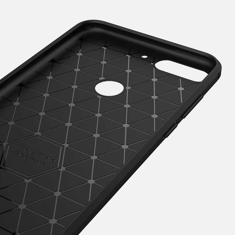 Huawei Y7 2018 ile Uyumlu Kamera Korumalı Darbe Önleyici Carbon Brushed Silikon Kılıf