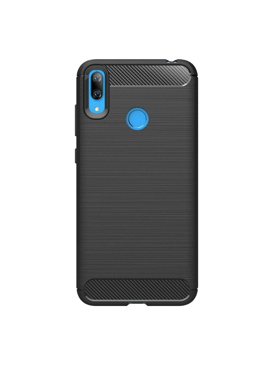 Huawei Y7 2019 ile Uyumlu Kamera Korumalı Darbe Önleyici Carbon Brushed Silikon Kılıf