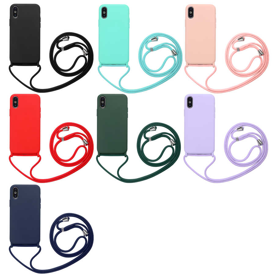 İPhone X ile Uyumlu Ropi İpli Silikon İçi Kadife Korumalı Kılıf