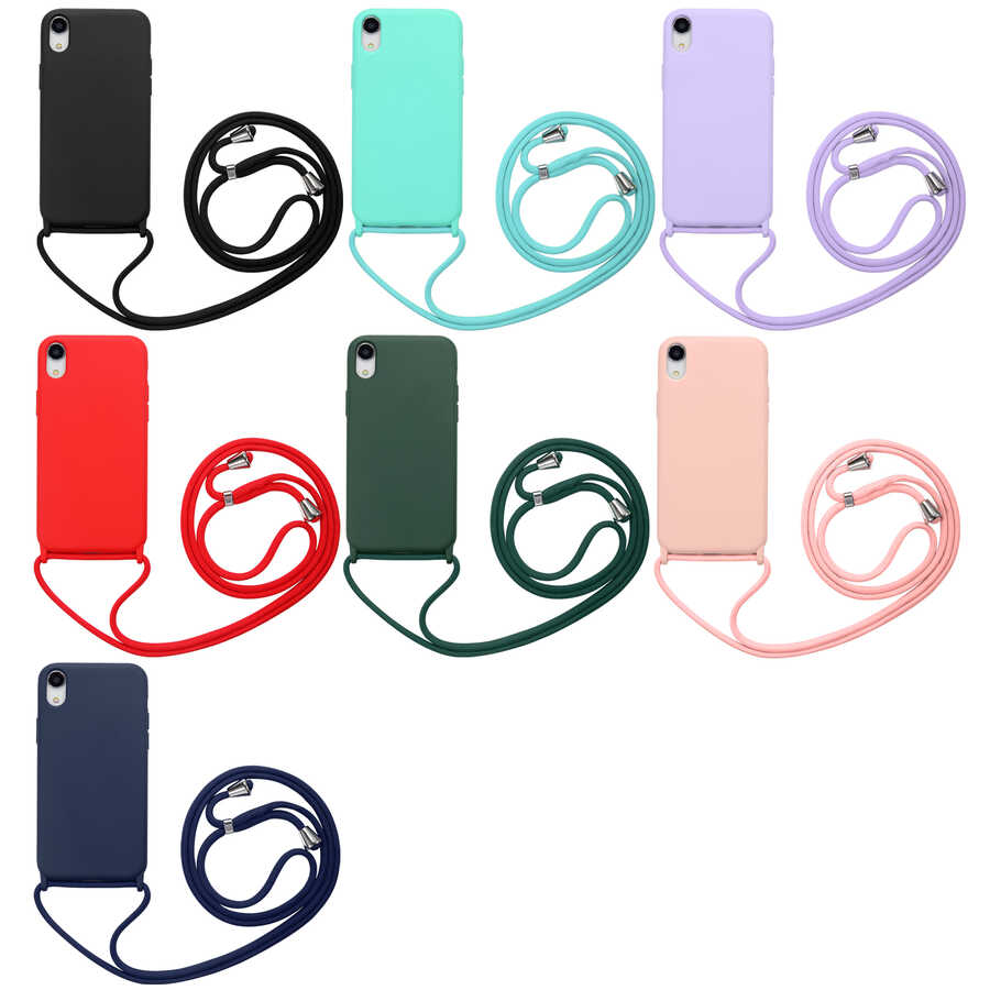 İPhone XR ile Uyumlu Ropi İpli Silikon İçi Kadife Korumalı Kılıf