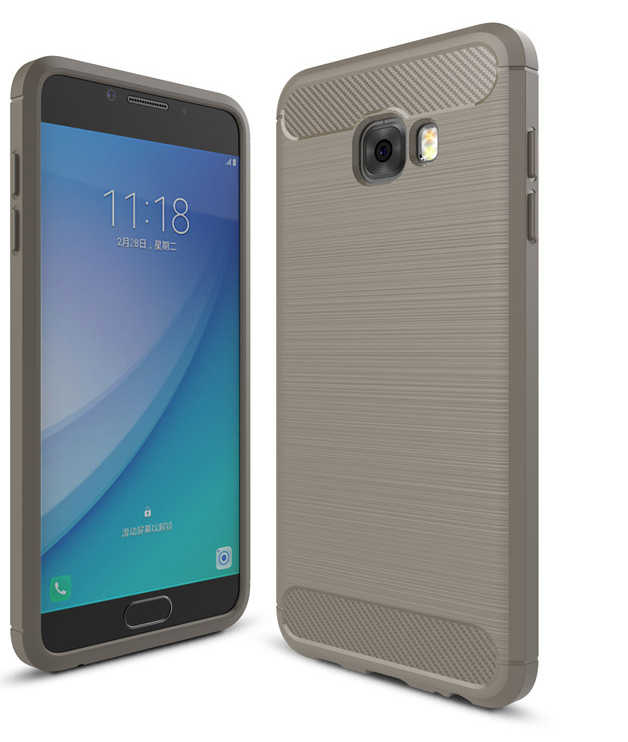 Samsung Galaxy C5 Pro ile Uyumlu Kamera Korumalı Darbe Önleyici Carbon Brushed Silikon Kılıf