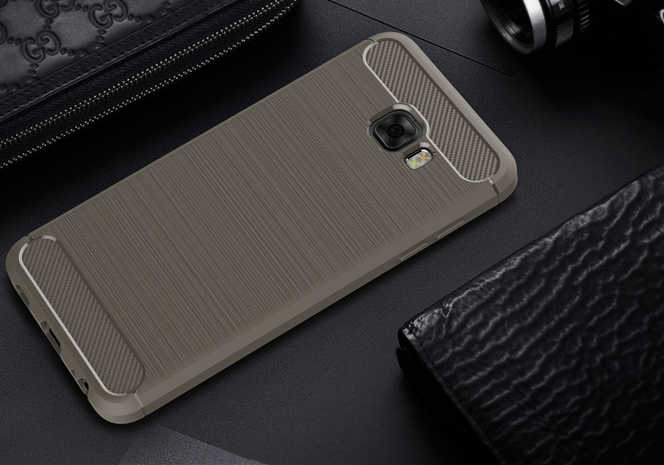 Samsung Galaxy C5 Pro ile Uyumlu Kamera Korumalı Darbe Önleyici Carbon Brushed Silikon Kılıf