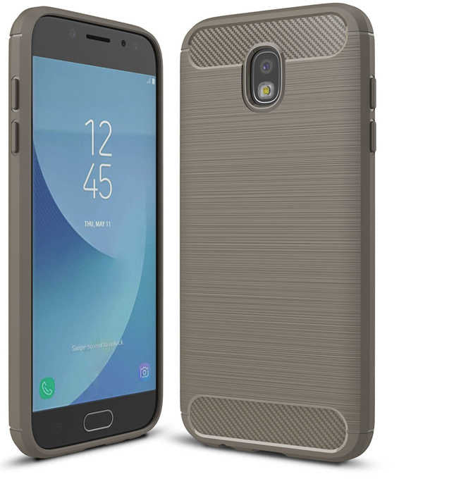 Samsung Galaxy J7 Pro ile Uyumlu Kamera Korumalı Darbe Önleyici Carbon Brushed Silikon Kılıf