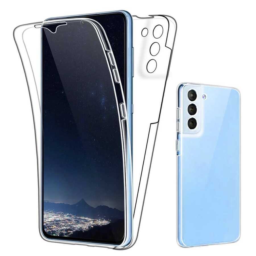 Samsung Galaxy S21 Uyumlu Ön Arka 360 Tam Koruma Şeffaf Soft Silikon Kılıf