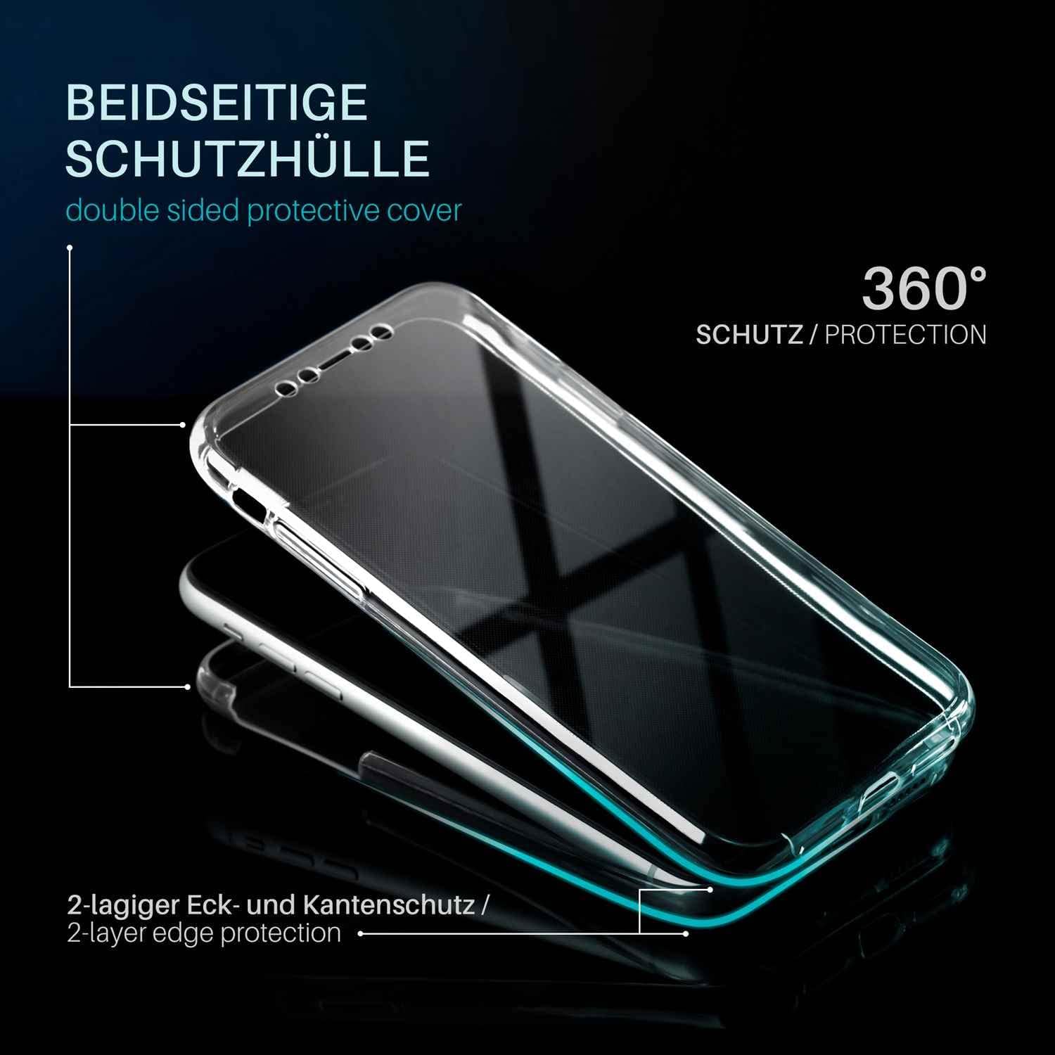 Samsung Galaxy S6 Edge Uyumlu Ön Arka 360 Tam Koruma Şeffaf Soft Silikon Kılıf