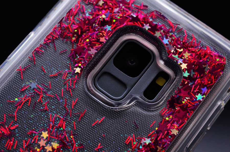 Samsung Galaxy S9 Uyumlu Yanları Taşlı Sulu Simli Lüx Silikon Kılıf