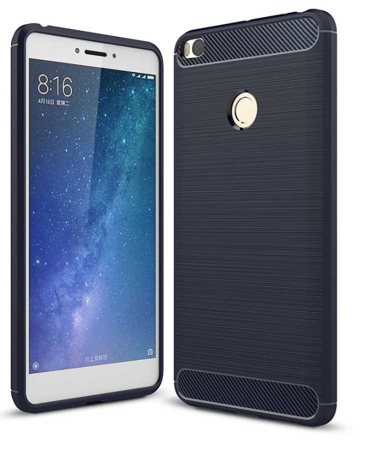Xiaomi Mi Max ile Uyumlu Kamera Korumalı Darbe Önleyici Carbon Brushed Silikon Kılıf