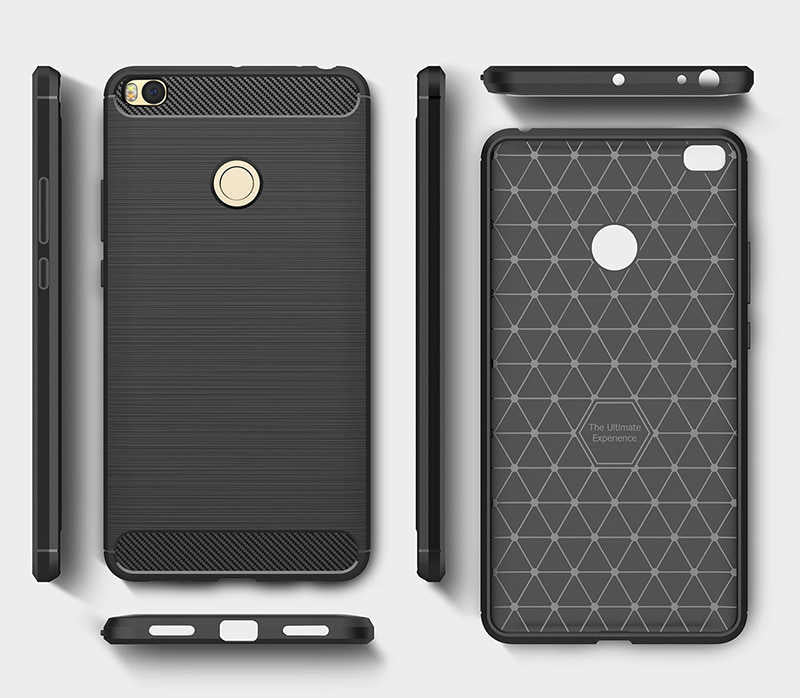 Xiaomi Mi Max ile Uyumlu Kamera Korumalı Darbe Önleyici Carbon Brushed Silikon Kılıf